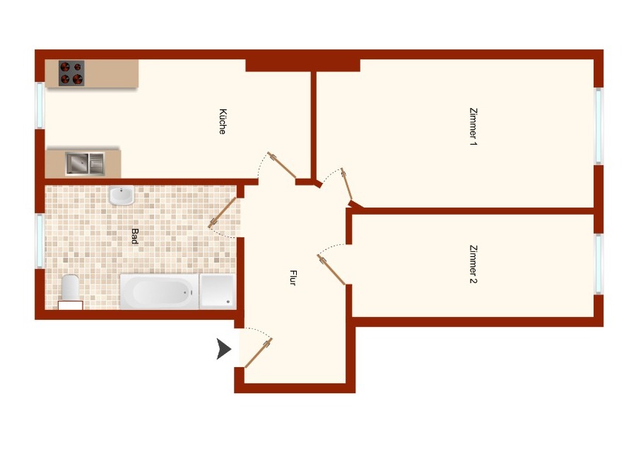 CHARMANT! Gepflegte 2 Zimmerwohnung in Altstadtnaher Lage mit Einbauküche - Photo 3